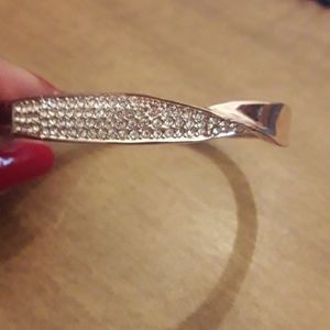 Charter Club Rose Gold Crystal Pave Twist Bangle